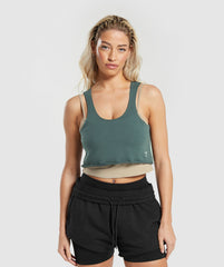 Lifting 2 In 1 Crop Tank - Sand Brown/Slate Teal