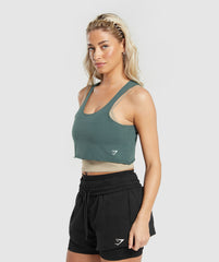 Lifting 2 In 1 Crop Tank - Sand Brown/Slate Teal