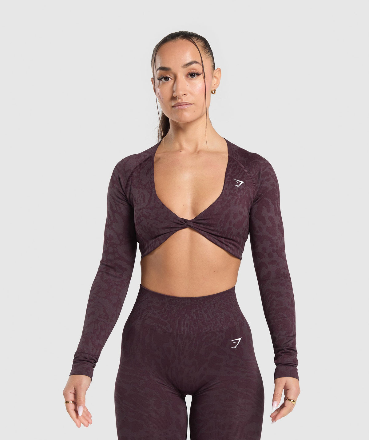 Adapt Safari Long Sleeve Crop Top - Depth Purple/Greyed Purple
