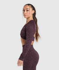 Adapt Safari Long Sleeve Crop Top - Depth Purple/Greyed Purple