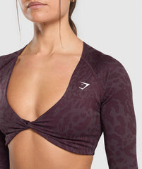 Adapt Safari Long Sleeve Crop Top - Depth Purple/Greyed Purple