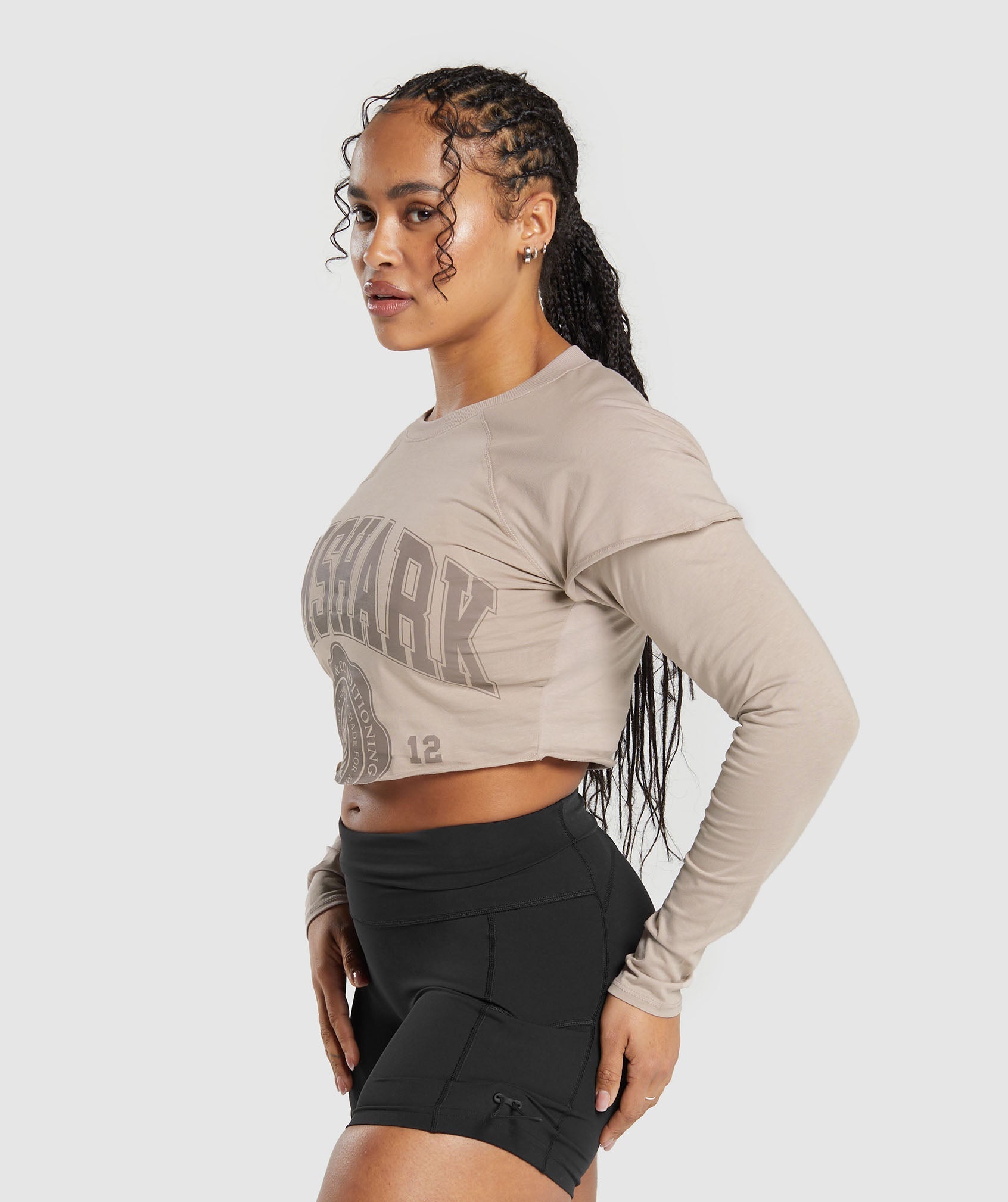 Lifting 2 In 1 Long Sleeve Crop Top - Stone Pink