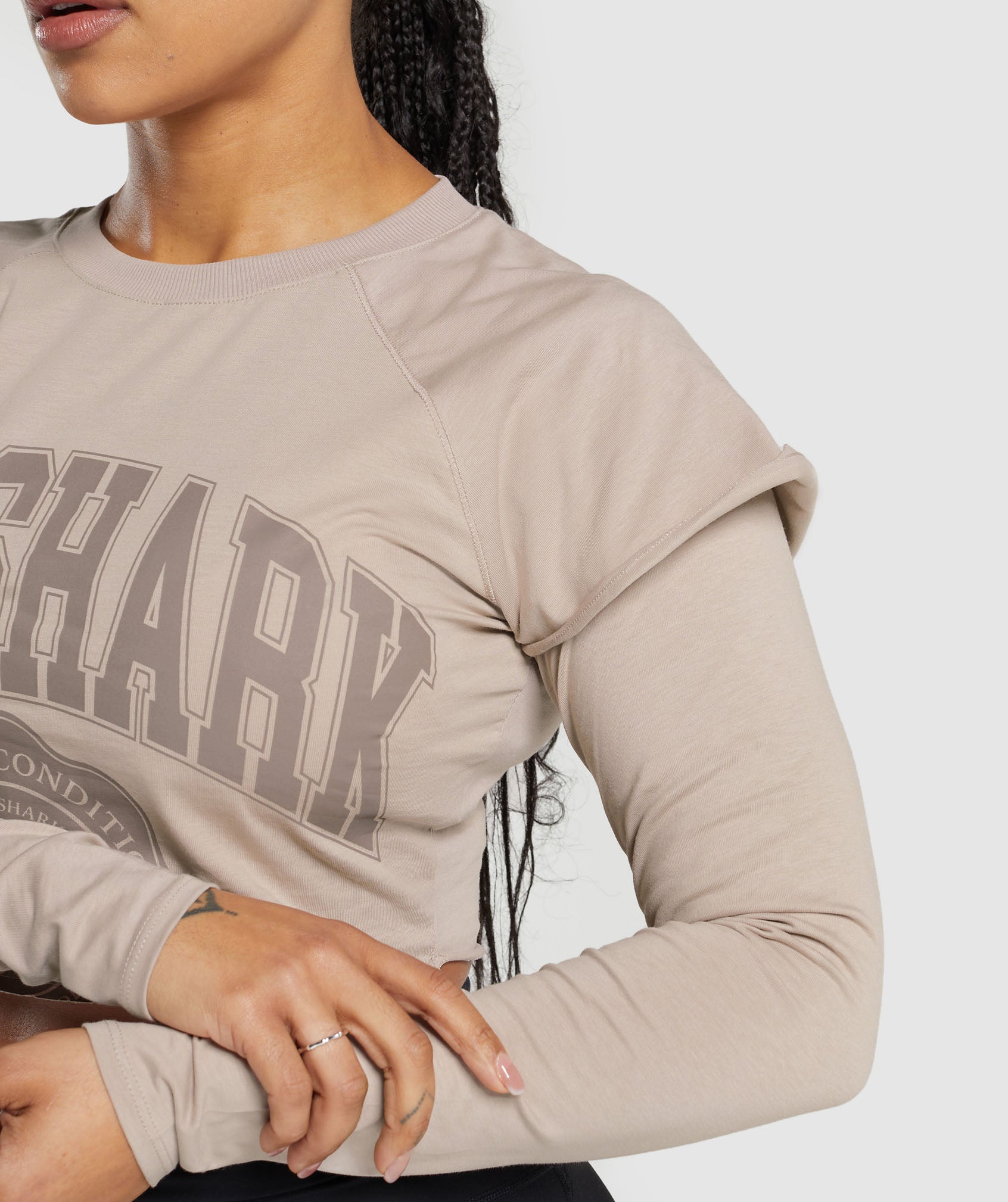 Lifting 2 In 1 Long Sleeve Crop Top - Stone Pink
