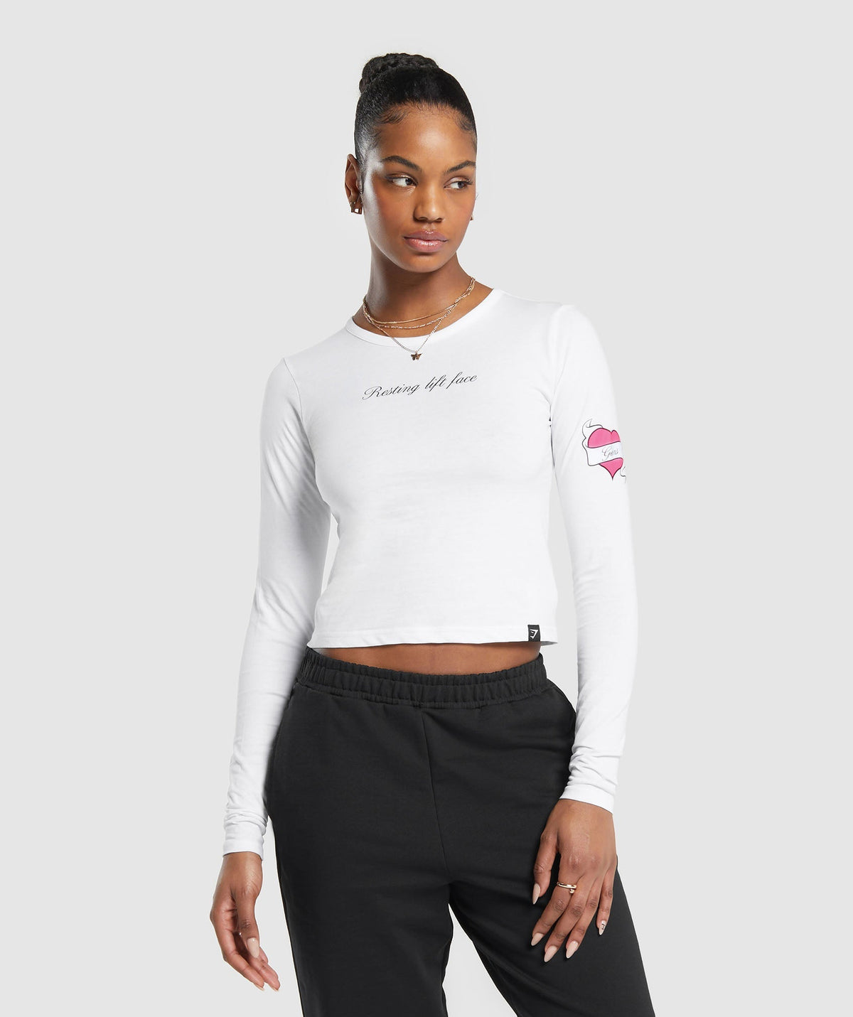 Tattoo Midi Long Sleeve T-Shirt - White