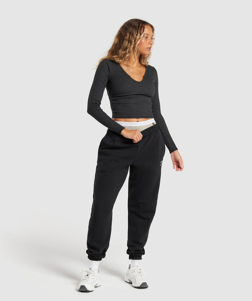 Rib Long Sleeve Top - Midnight Black Marl
