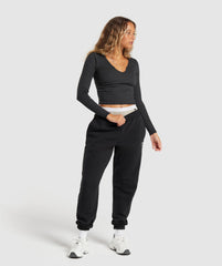 Rib Long Sleeve Top - Midnight Black Marl