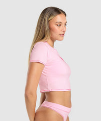 Your Plate or Mine Baby Tee - Dolly Pink