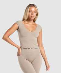 Luxe Seamless Crop Top - Pebble Brown Marl