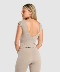 Luxe Seamless Crop Top - Pebble Brown Marl