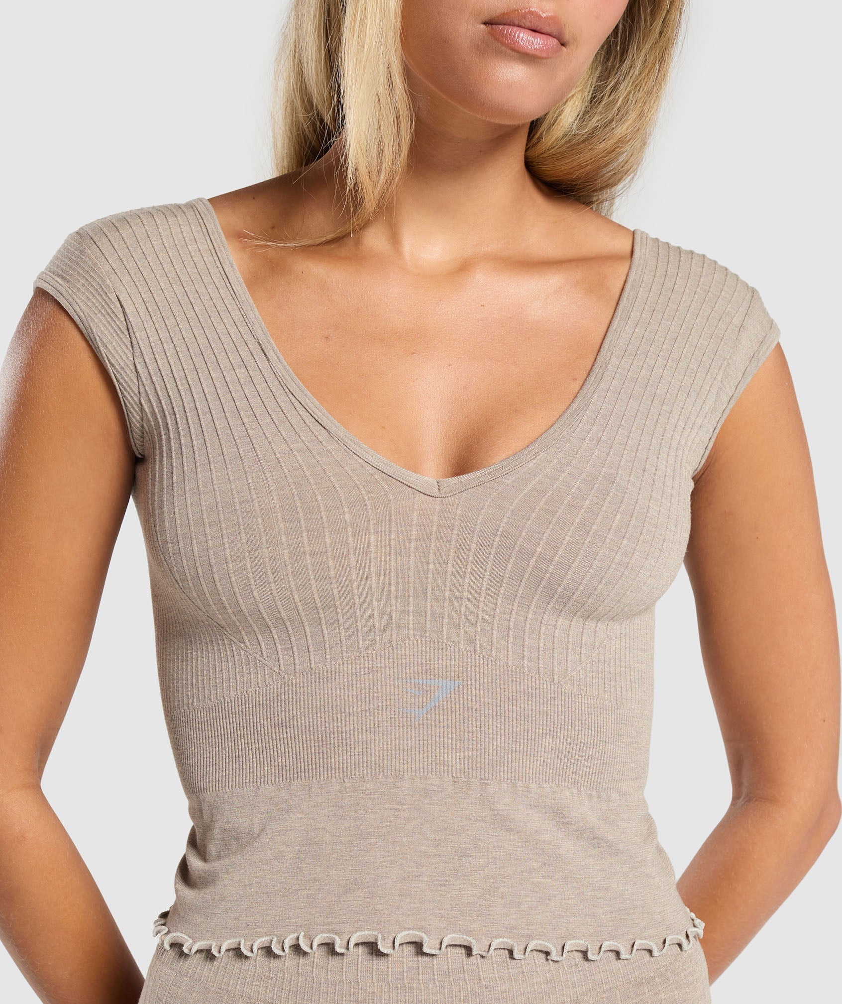 Luxe Seamless Crop Top - Pebble Brown Marl