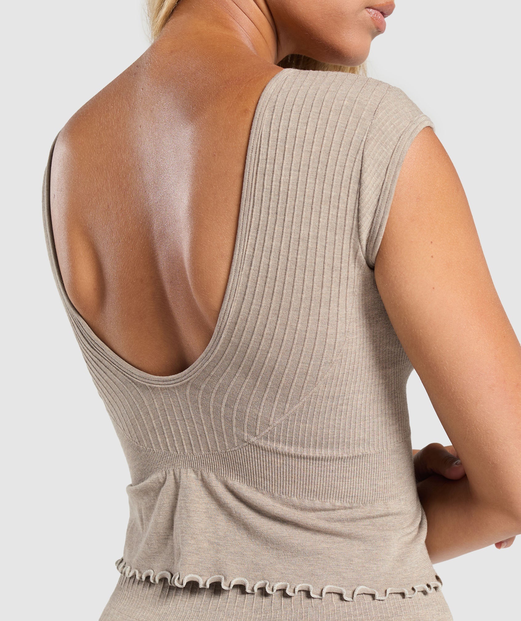 Luxe Seamless Crop Top - Pebble Brown Marl