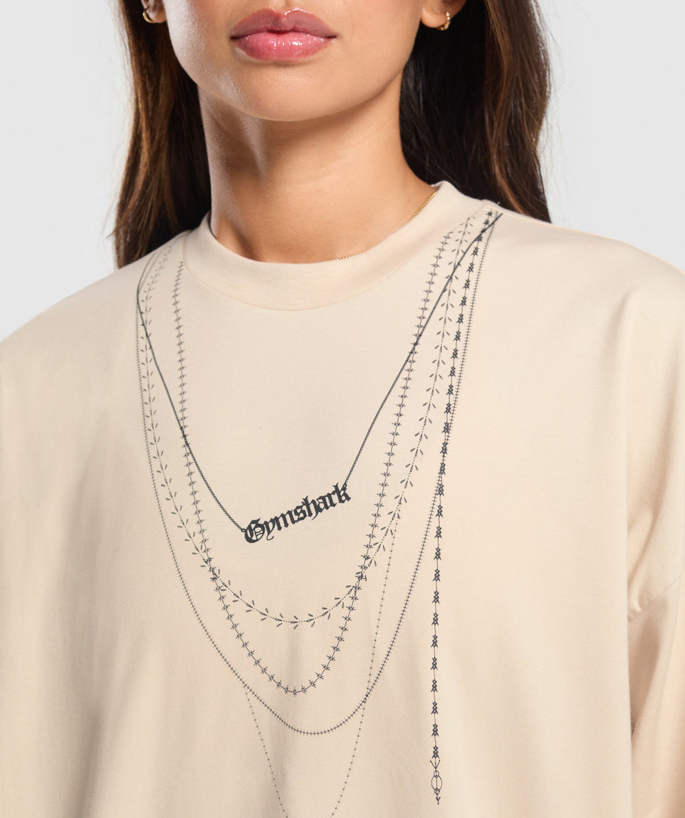 Elevate Chain Oversized T-Shirt - Cream Beige