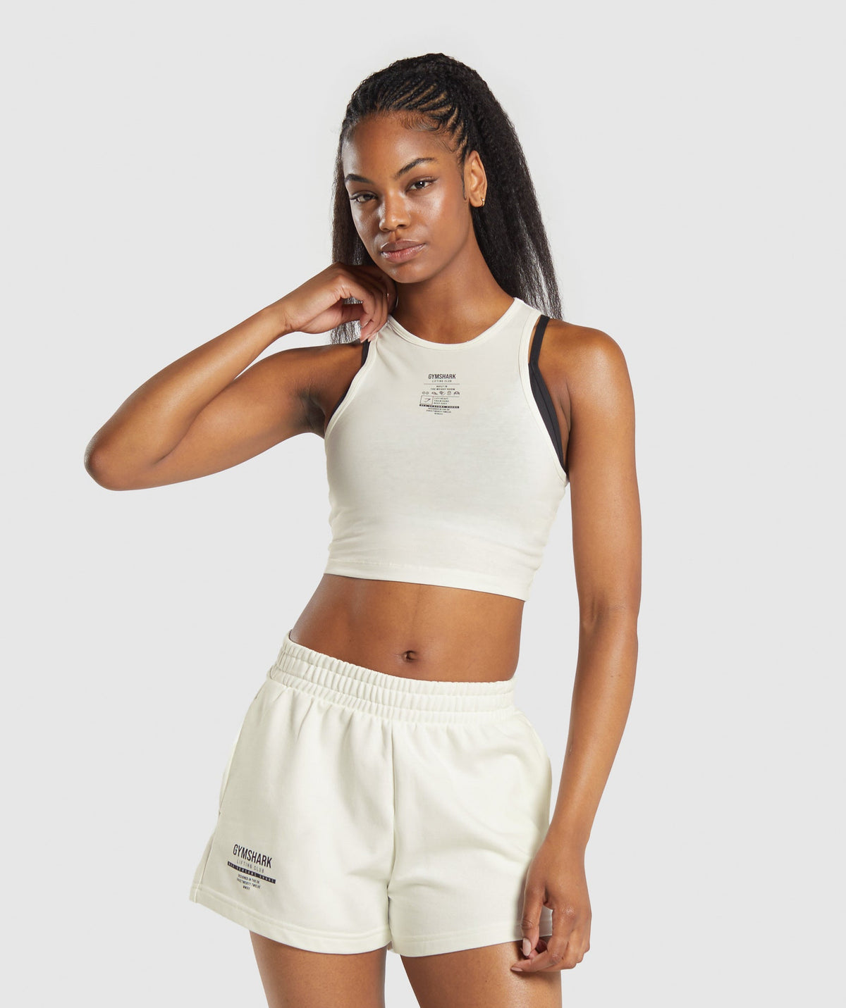 Care Label Graphic Cropped Tank - Soft White