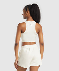 Care Label Graphic Cropped Tank - Soft White