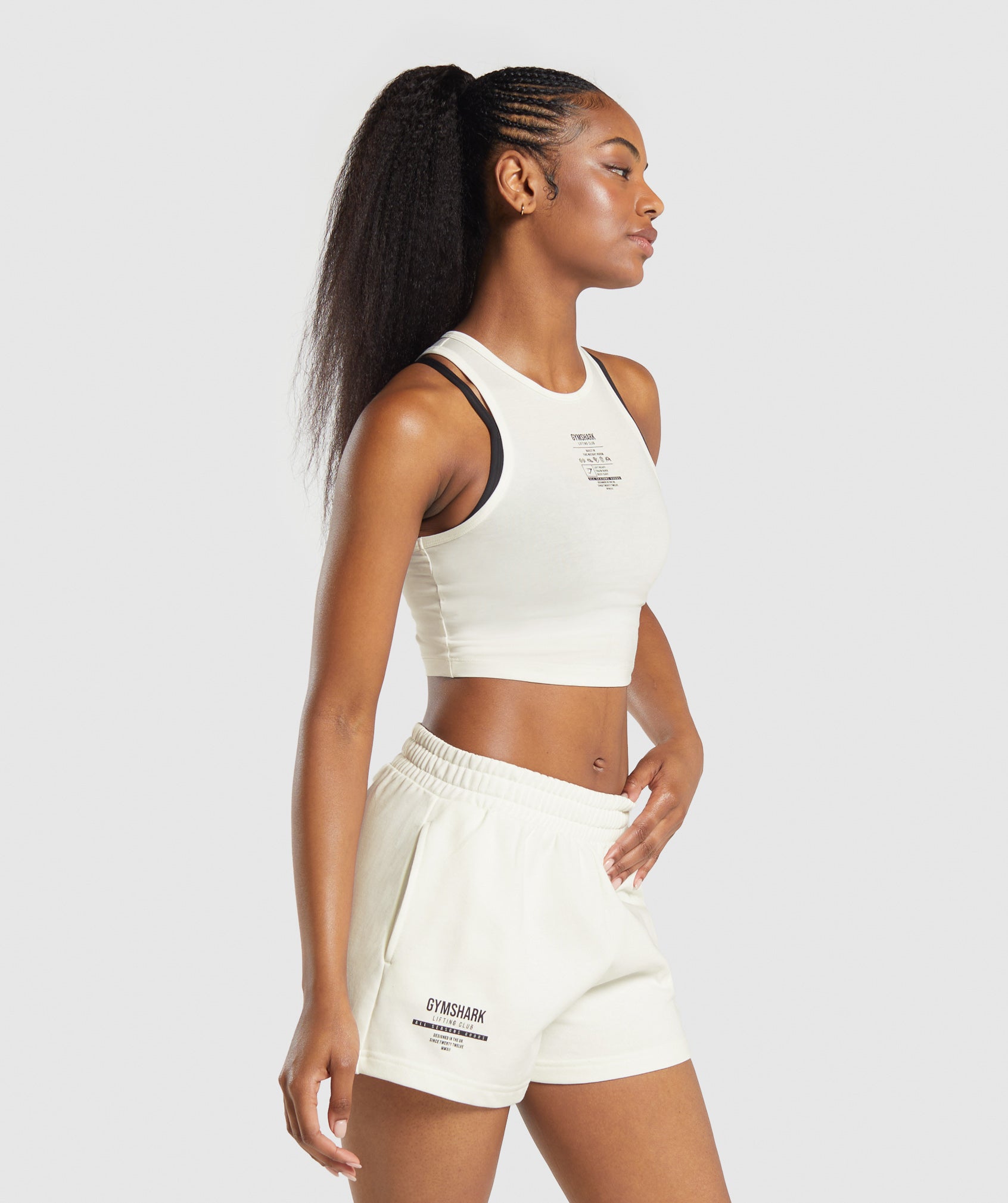 Care Label Graphic Cropped Tank - Soft White