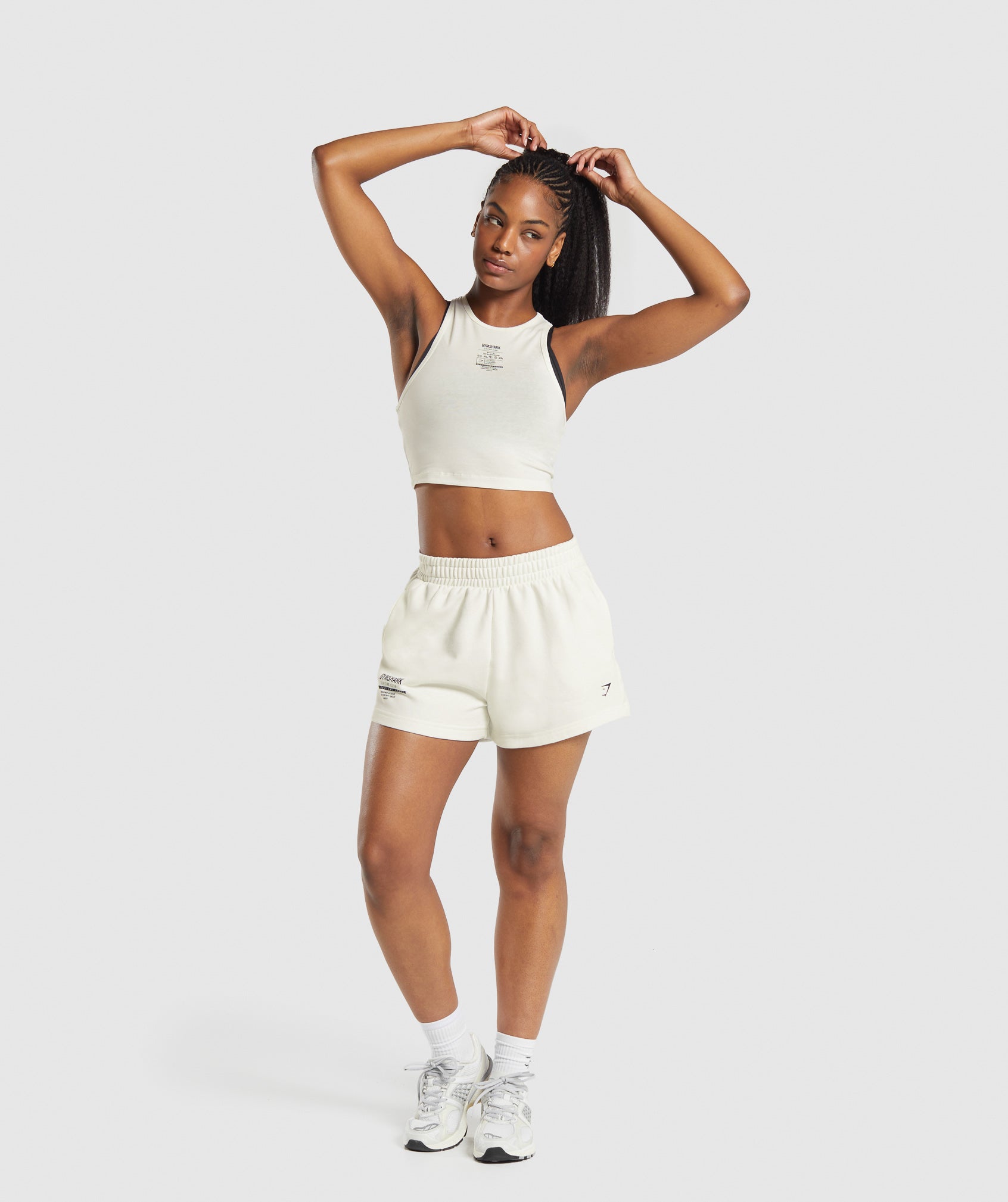 Care Label Graphic Cropped Tank - Soft White