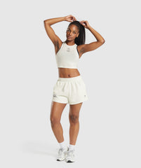 Care Label Graphic Cropped Tank - Soft White