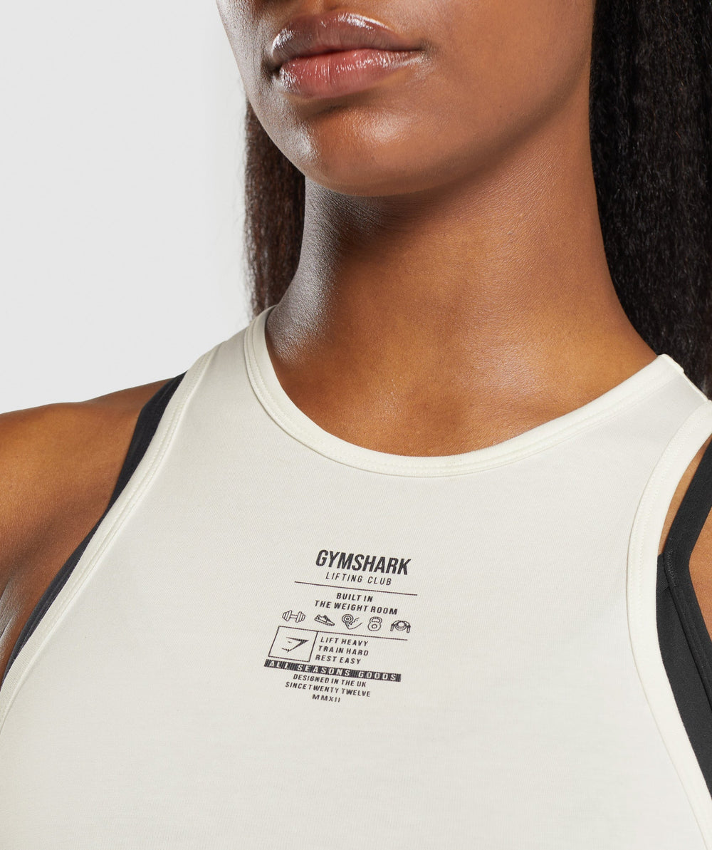 Care Label Graphic Cropped Tank - Soft White