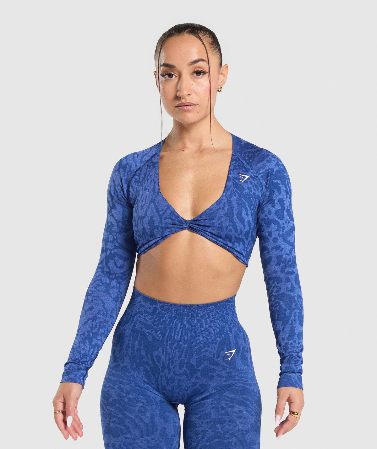 Adapt Safari Long Sleeve Crop Top - Wave Blue/Iris Blue