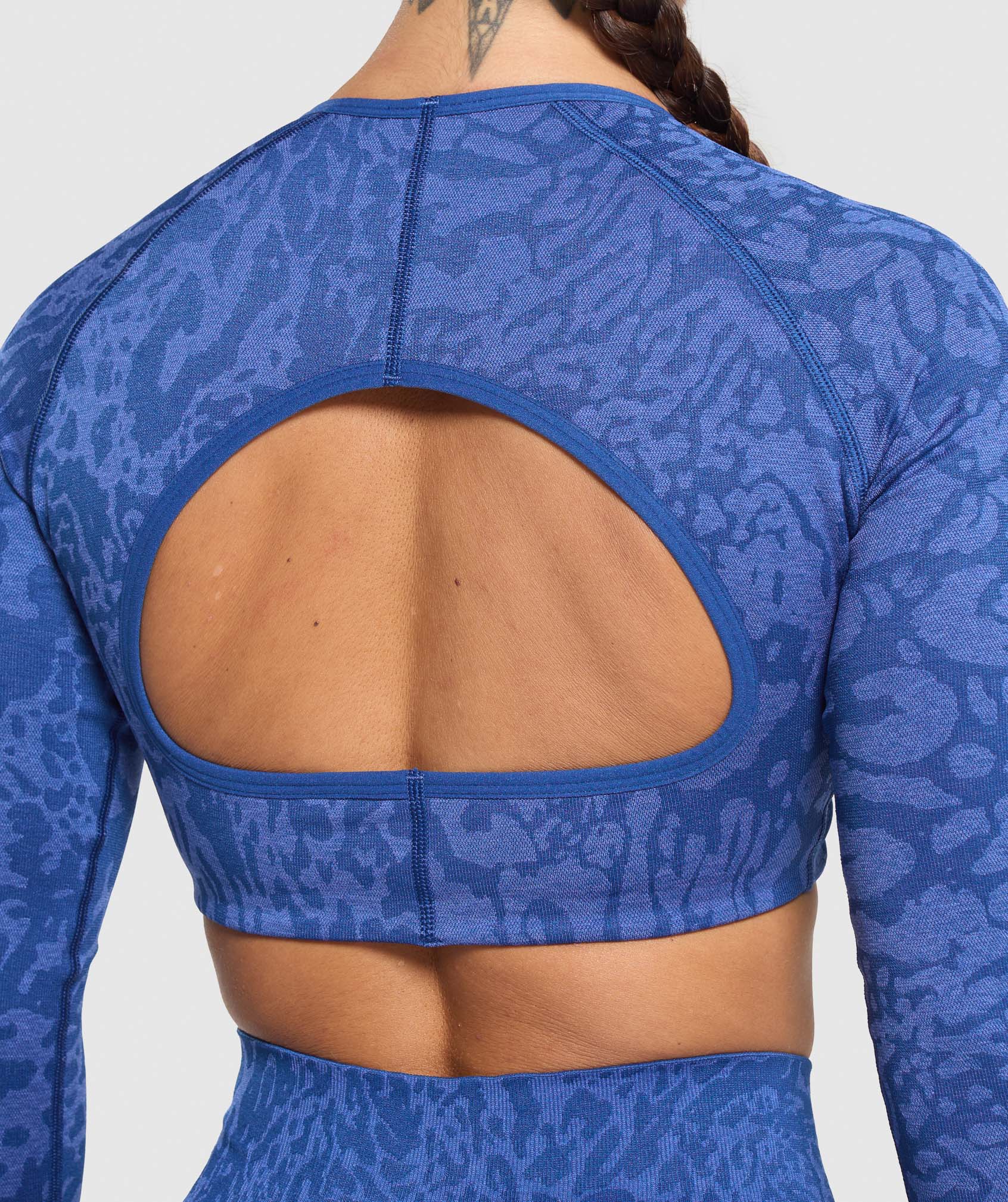 Adapt Safari Long Sleeve Crop Top - Wave Blue/Iris Blue