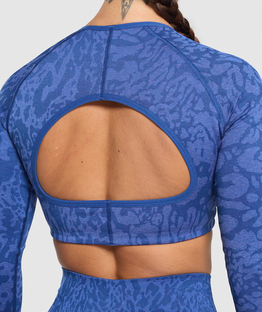 Adapt Safari Long Sleeve Crop Top - Wave Blue/Iris Blue