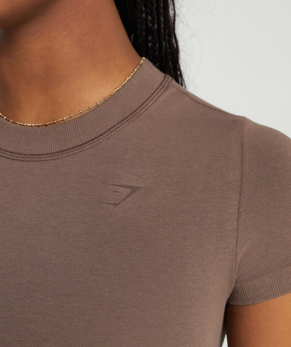 Cotton Seamless Crop Top - Soft Brown