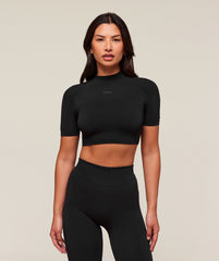 everywear Warp Knit Crop Top - Black