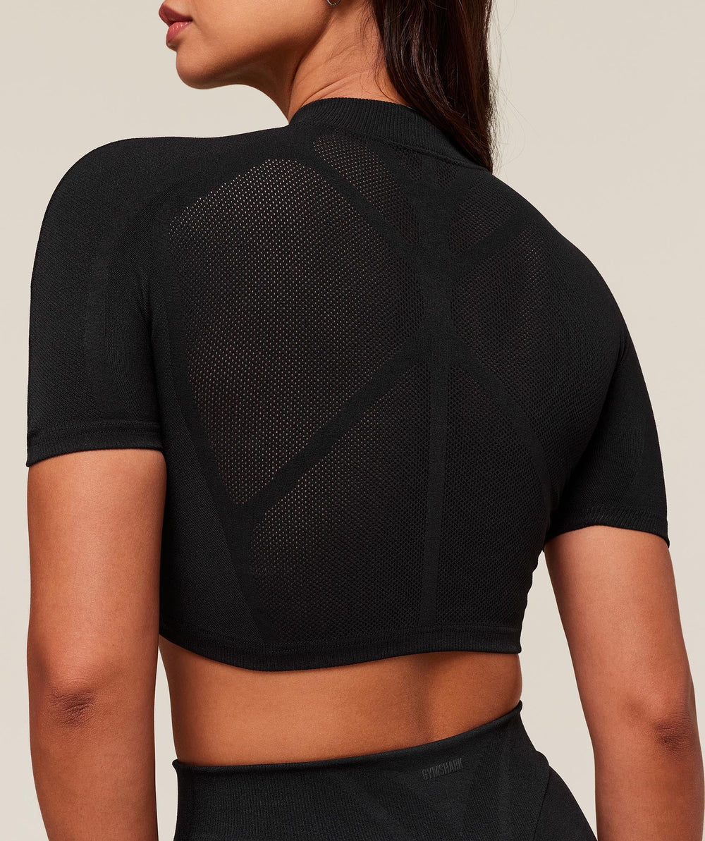 everywear Warp Knit Crop Top - Black