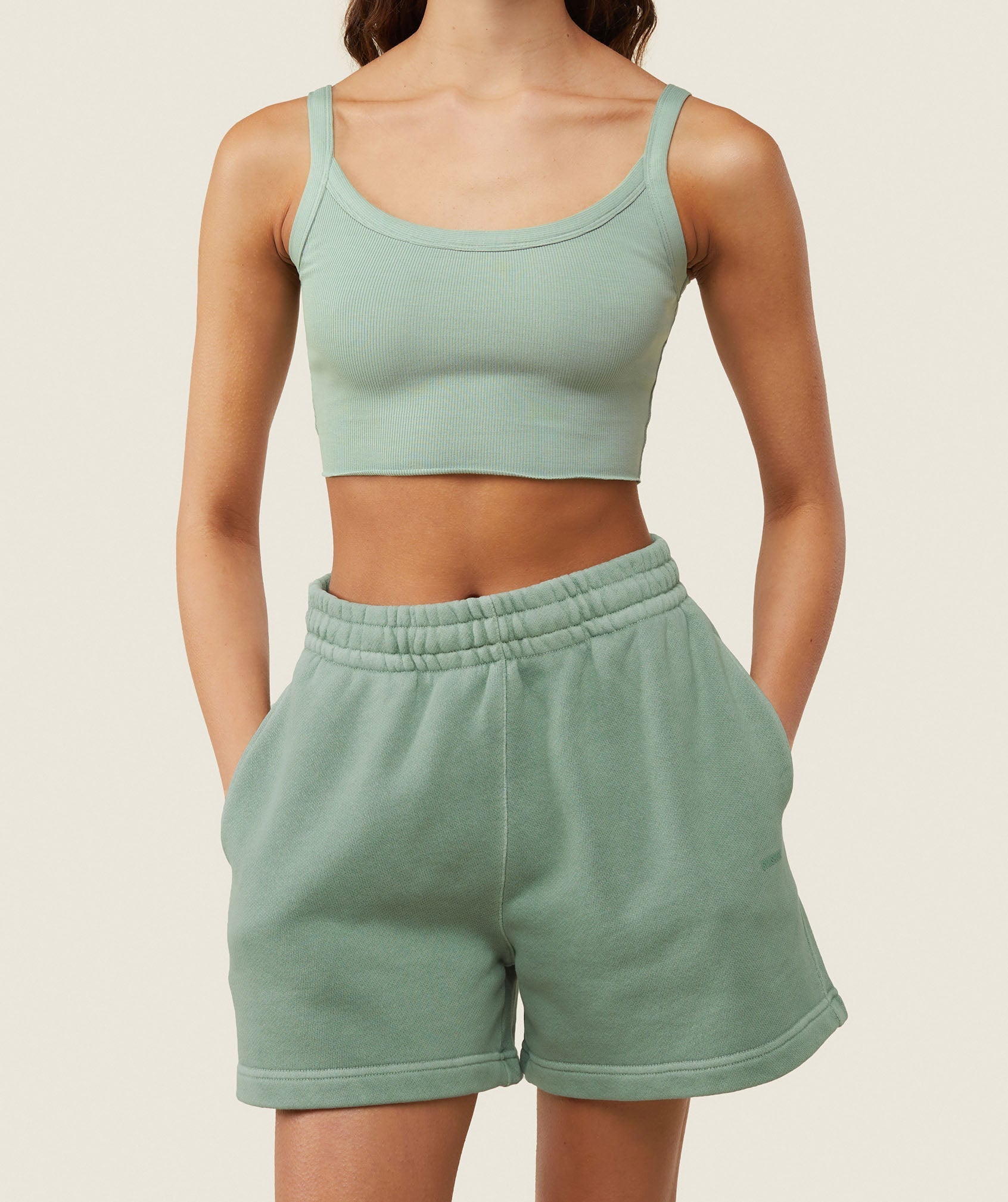 everywear Ribbed Tank - Dollar Green