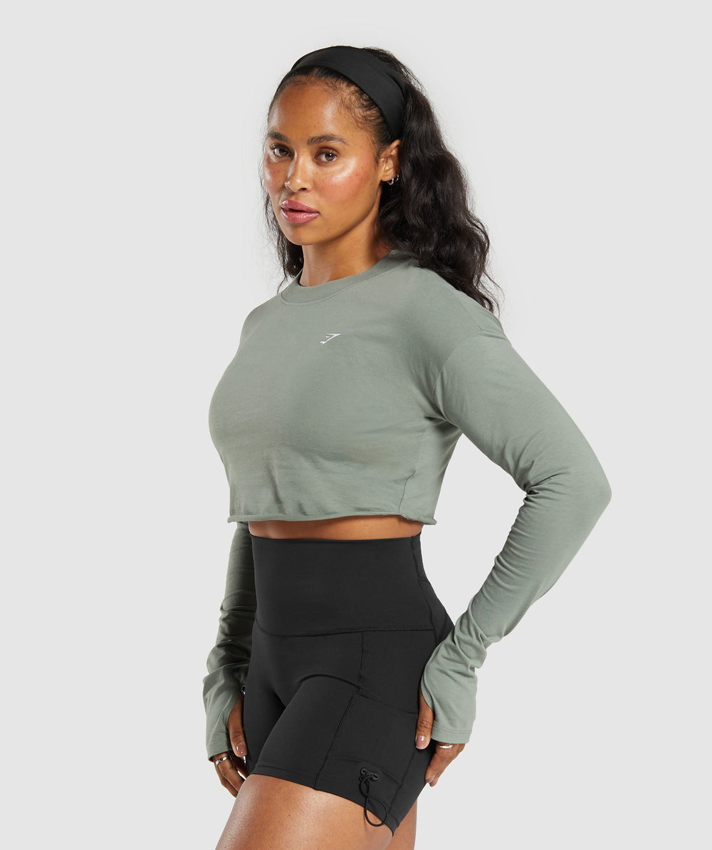Lifting Long Sleeve Crop Top - Unit Green