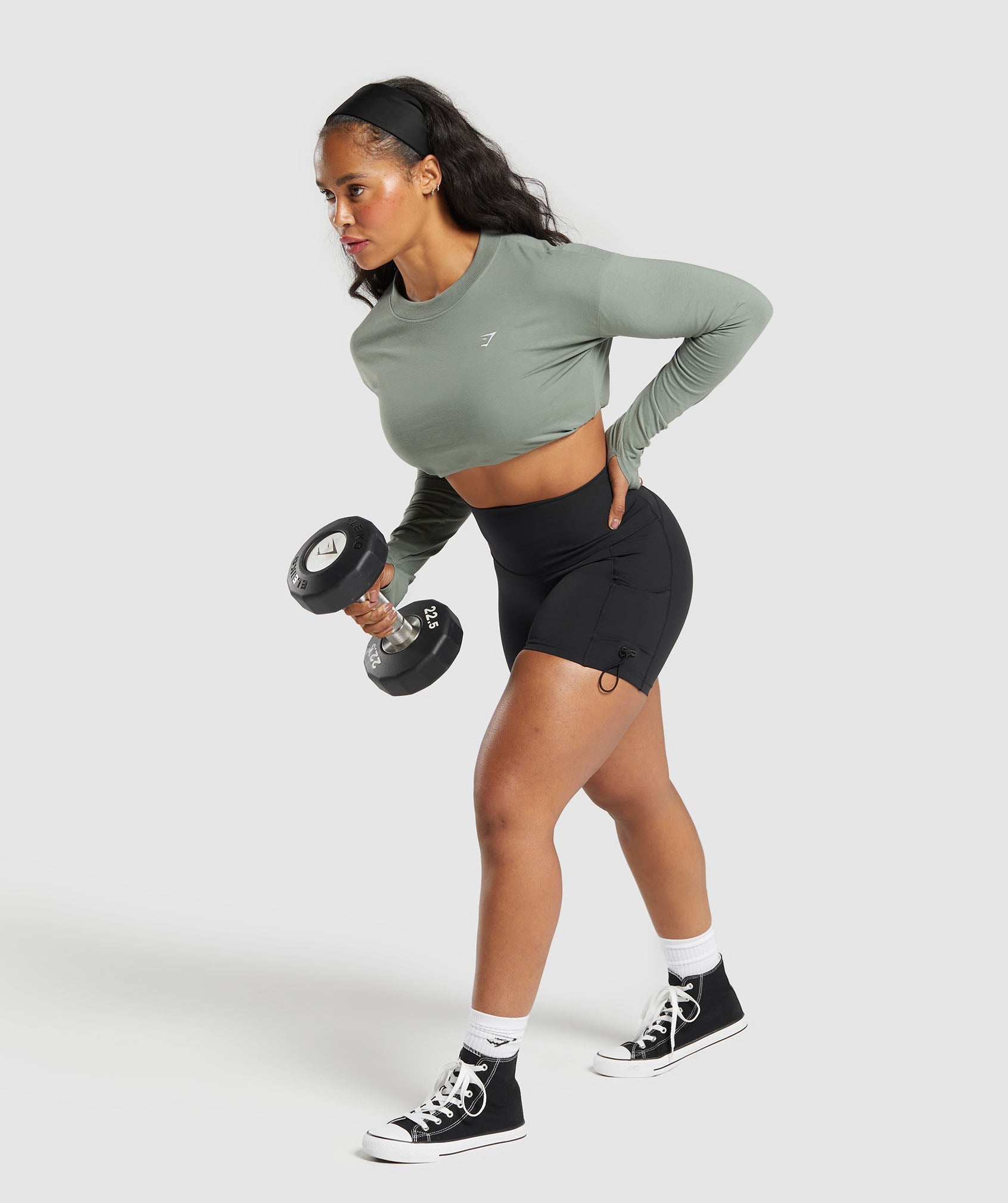 Lifting Long Sleeve Crop Top - Unit Green