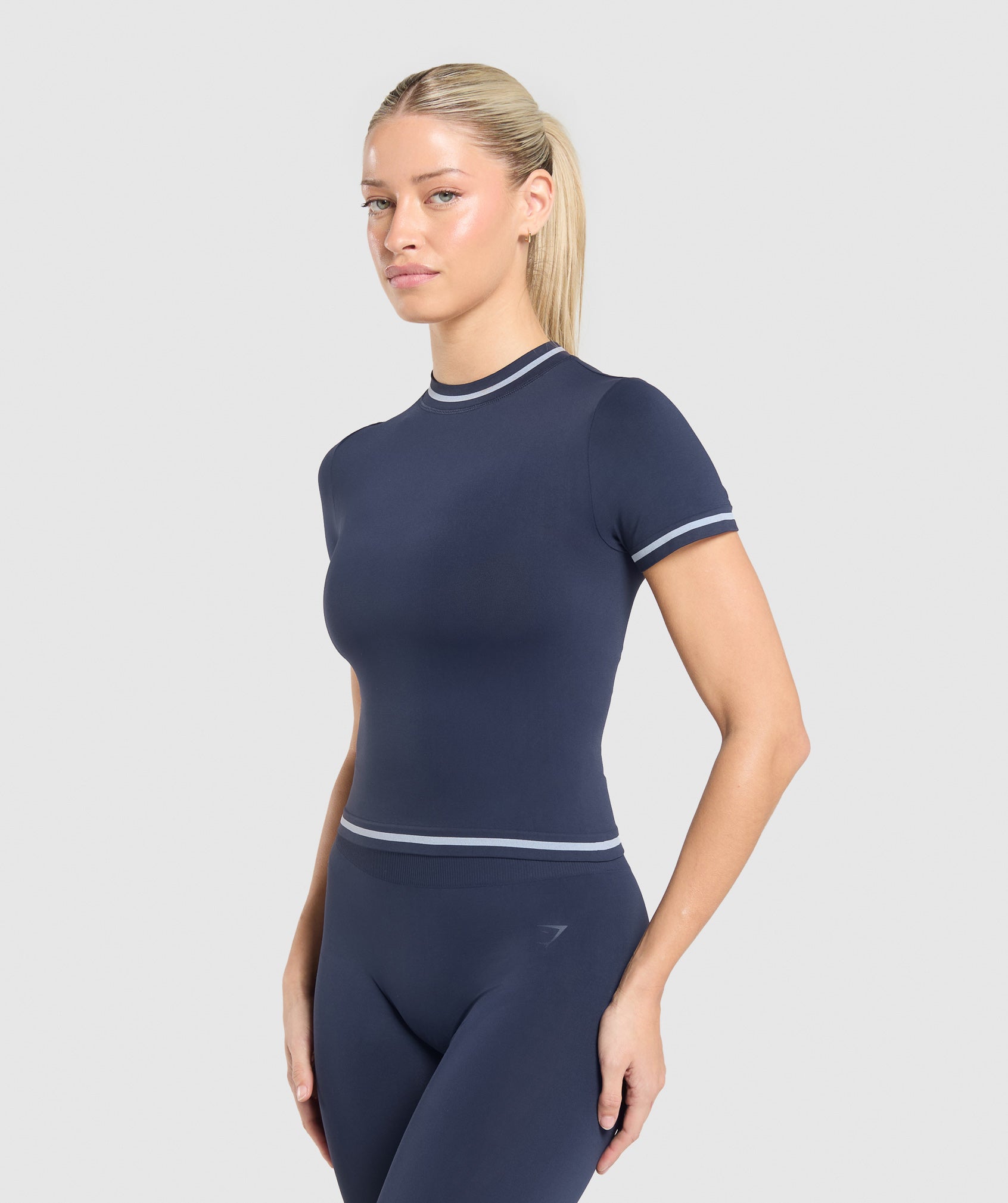 Contrast Seamless Midi Tee - Heavy Blue