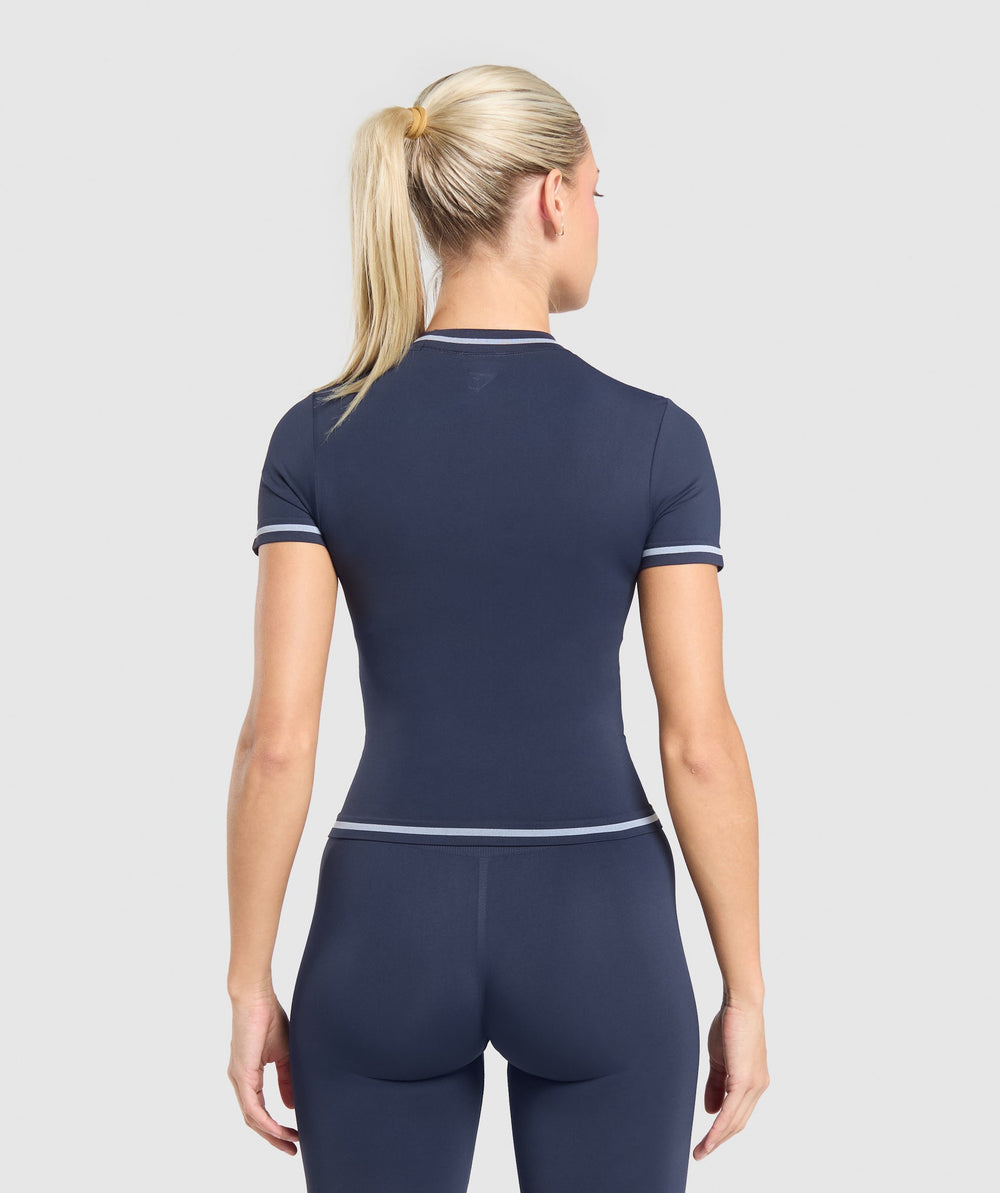 Contrast Seamless Midi Tee - Heavy Blue