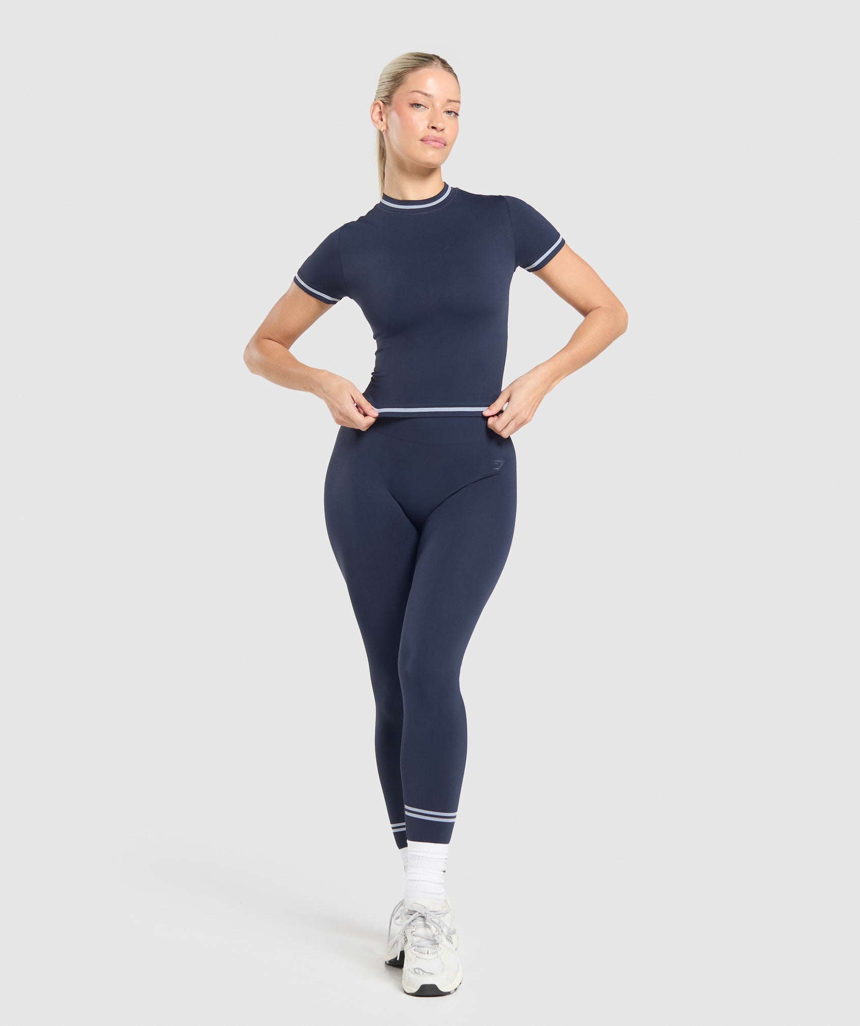 Contrast Seamless Midi Tee - Heavy Blue