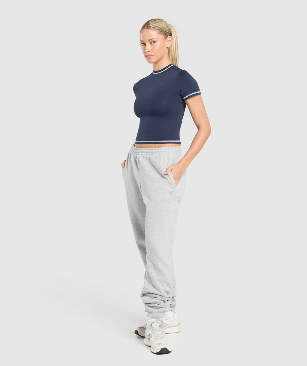 Contrast Seamless Midi Tee - Heavy Blue