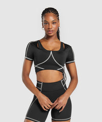 Stitch Feature Crop Top - Black