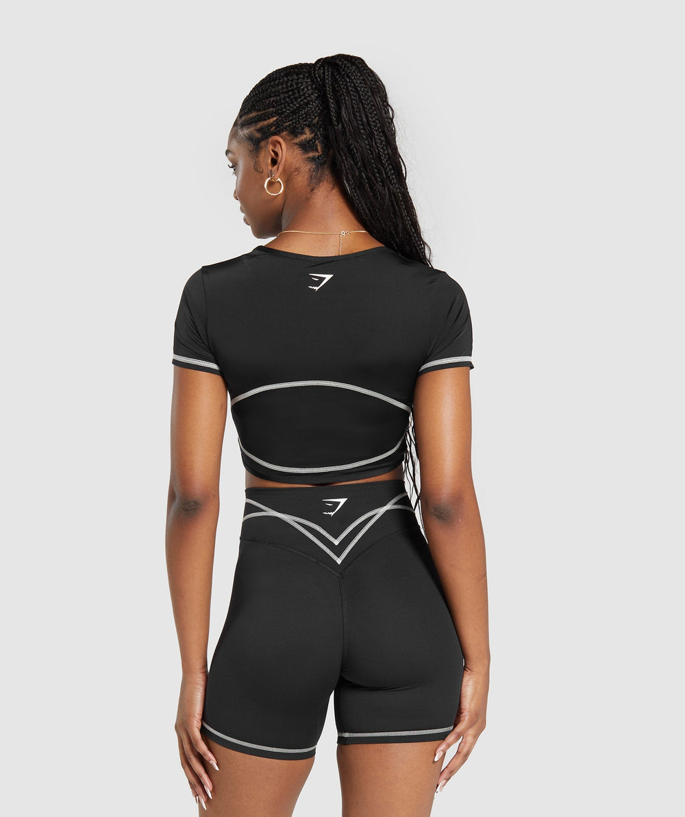 Stitch Feature Crop Top - Black
