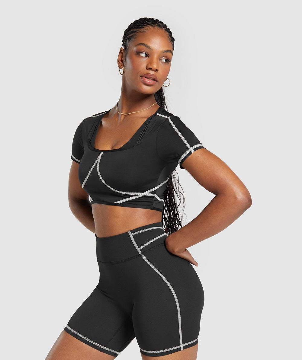 Stitch Feature Crop Top - Black