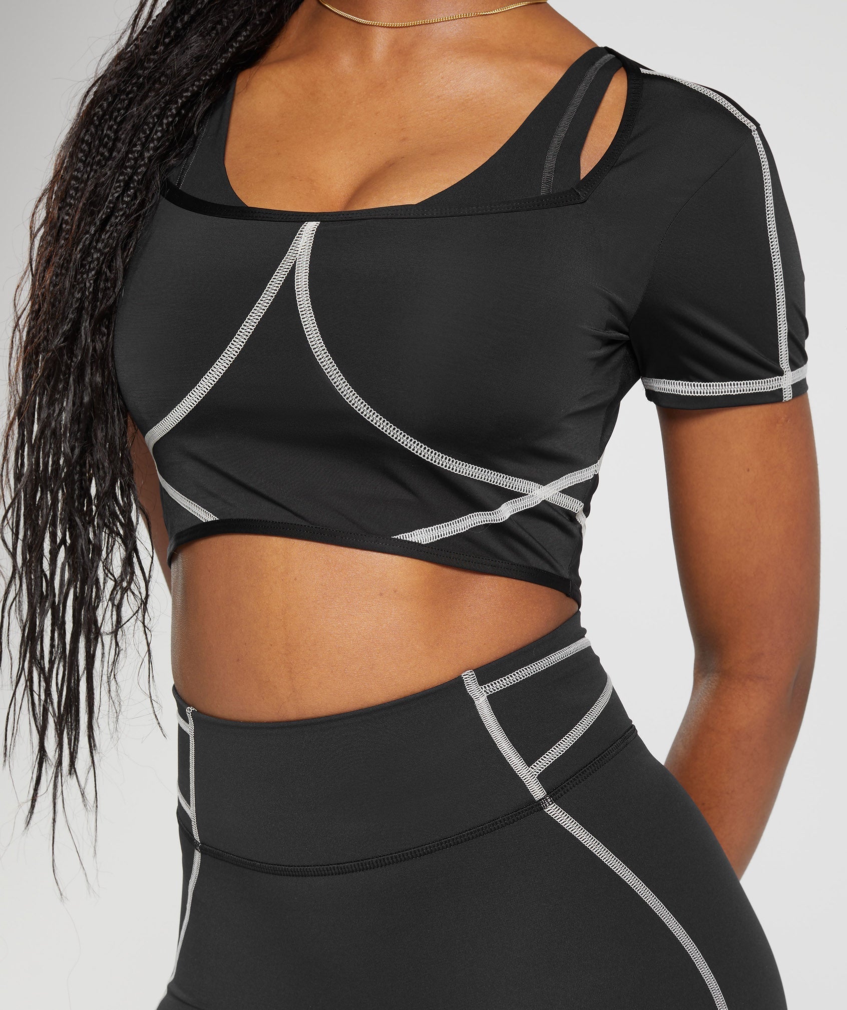 Stitch Feature Crop Top - Black