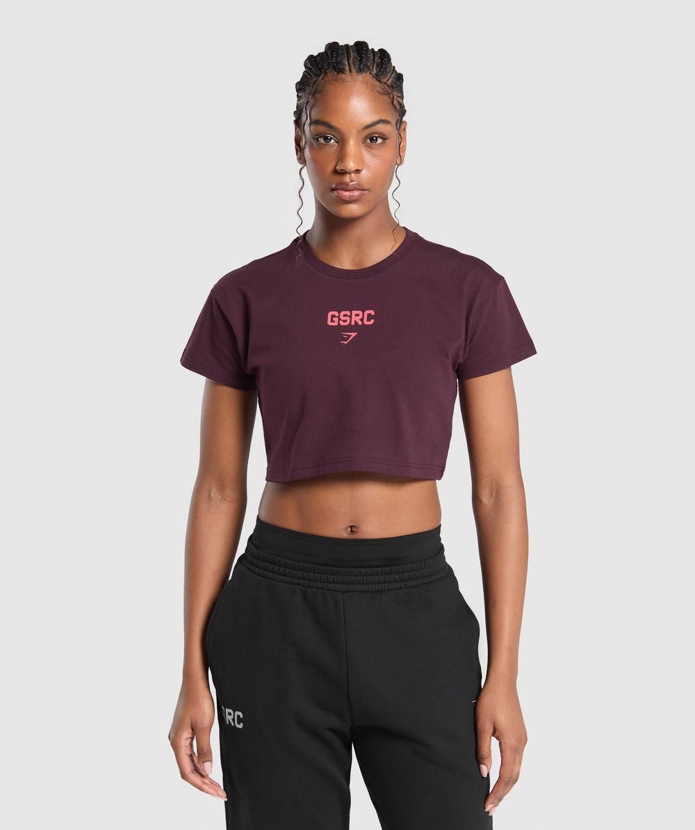 Running Graphic Crop Top - Depth Purple