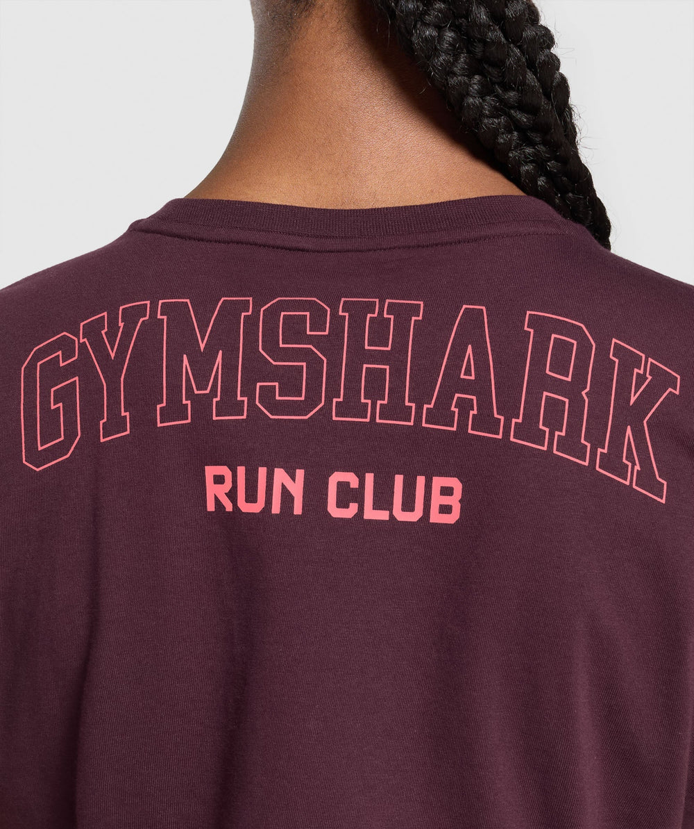 Running Graphic Crop Top - Depth Purple
