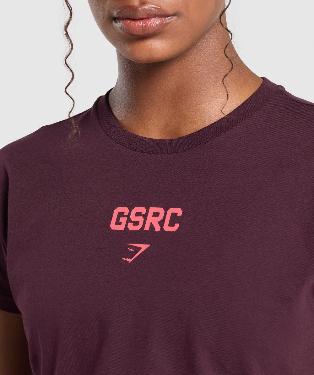 Running Graphic Crop Top - Depth Purple