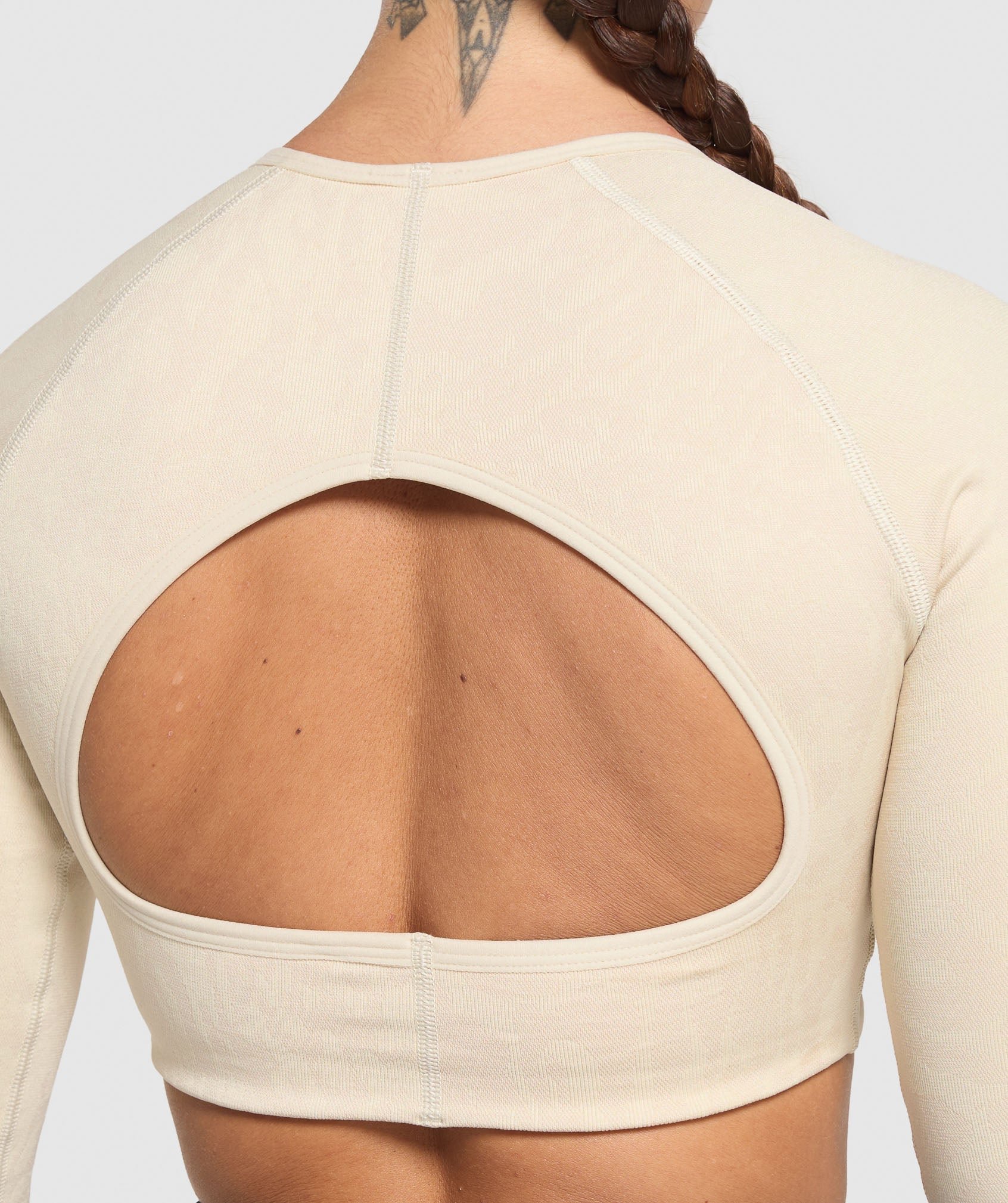 Adapt Safari Long Sleeve Crop Top - Ecru White/Cream Beige