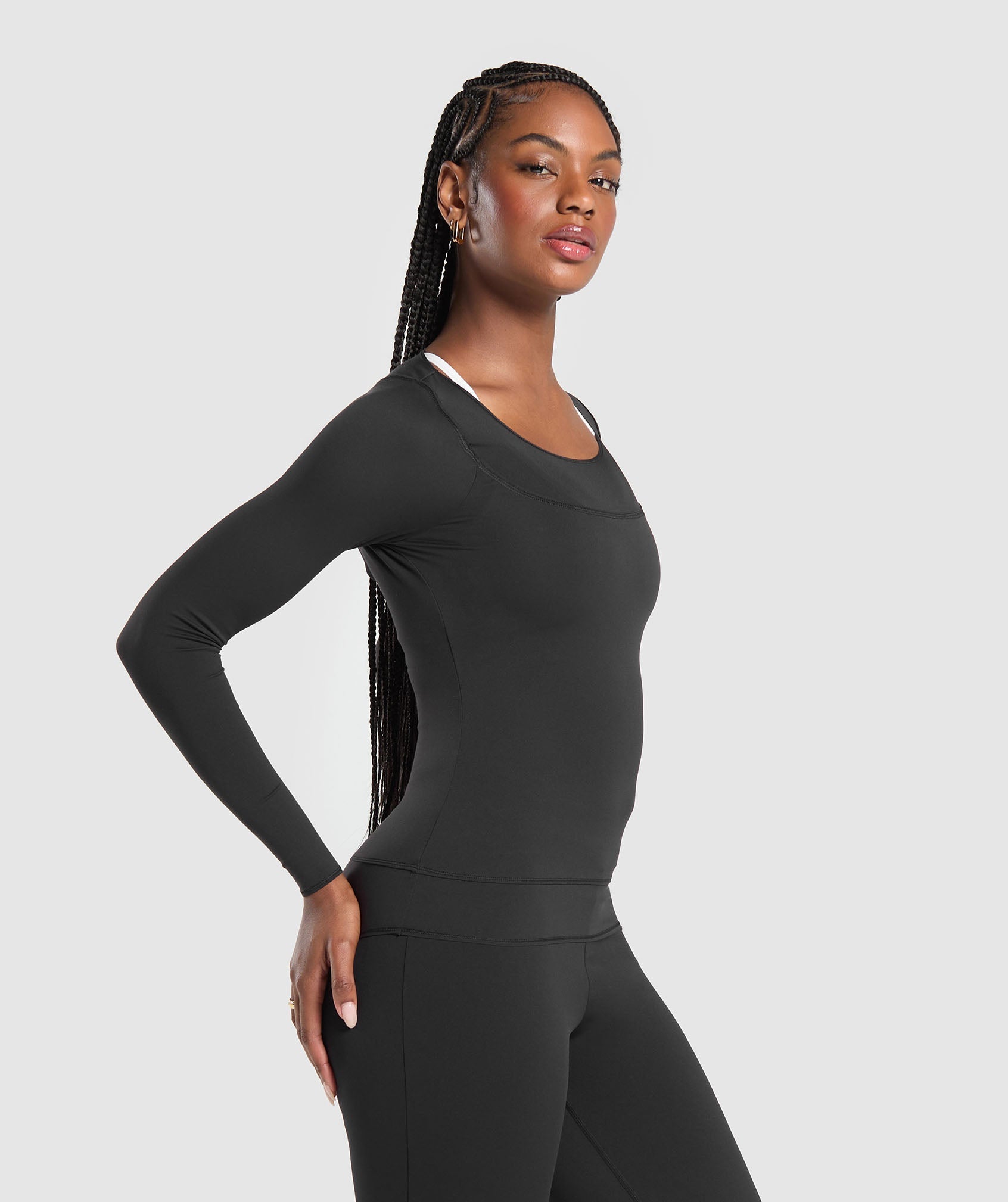 Rest Day Luxe Long Sleeve Top - Black