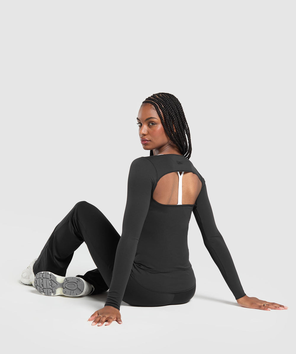 Rest Day Luxe Long Sleeve Top - Black