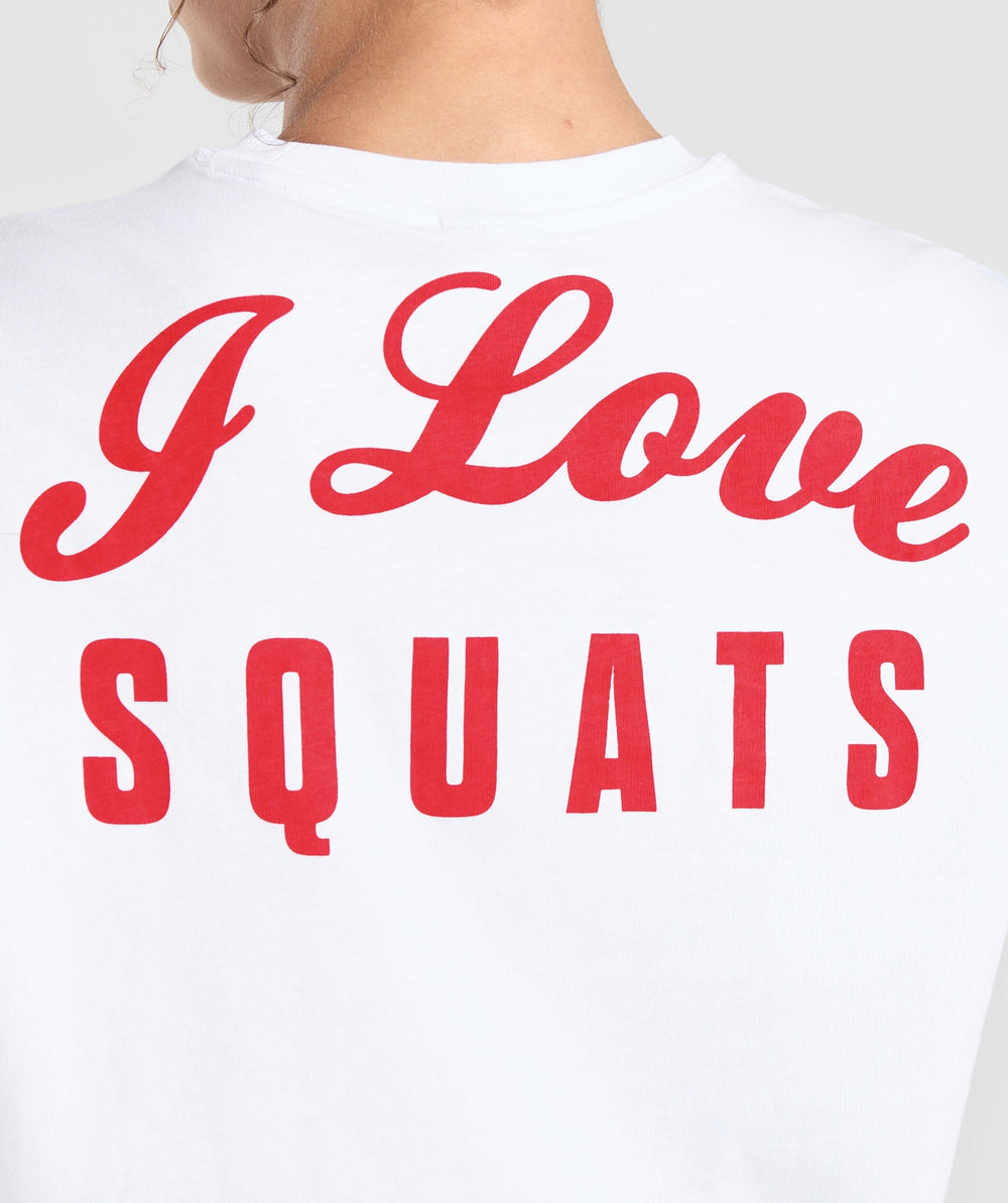 I Love Squats Long Sleeve Skater - White