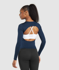 Everyday Open Back Long Sleeve Top - Navy