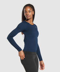 Everyday Open Back Long Sleeve Top - Navy