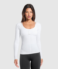 Rest Day Buttery Soft Long Sleeve Top - White