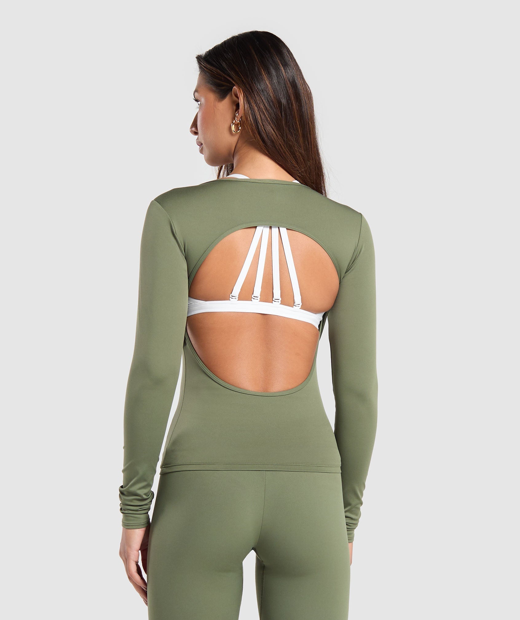 Everyday Open Back Long Sleeve Top - Core Olive